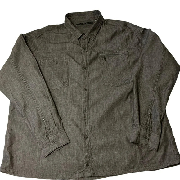 Sean John Black Button Down Heavy Cotton Shirt, 4XB - Picture 3 of 10